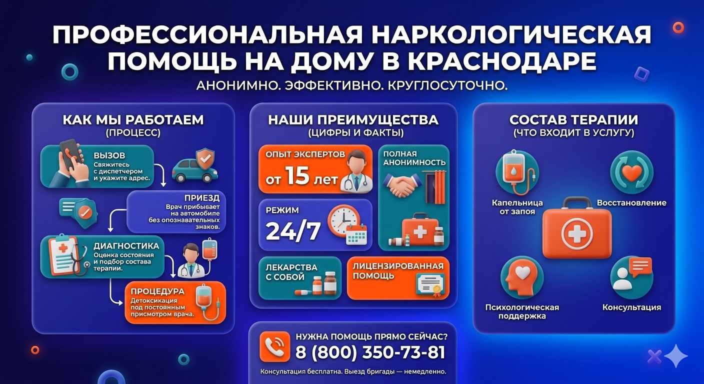 Инфографика о принципах лечения алкоголизма на дому в Ясногорске: этапы вызова нарколога, преимущества анонимной детоксикации и состав медицинской помощи.
